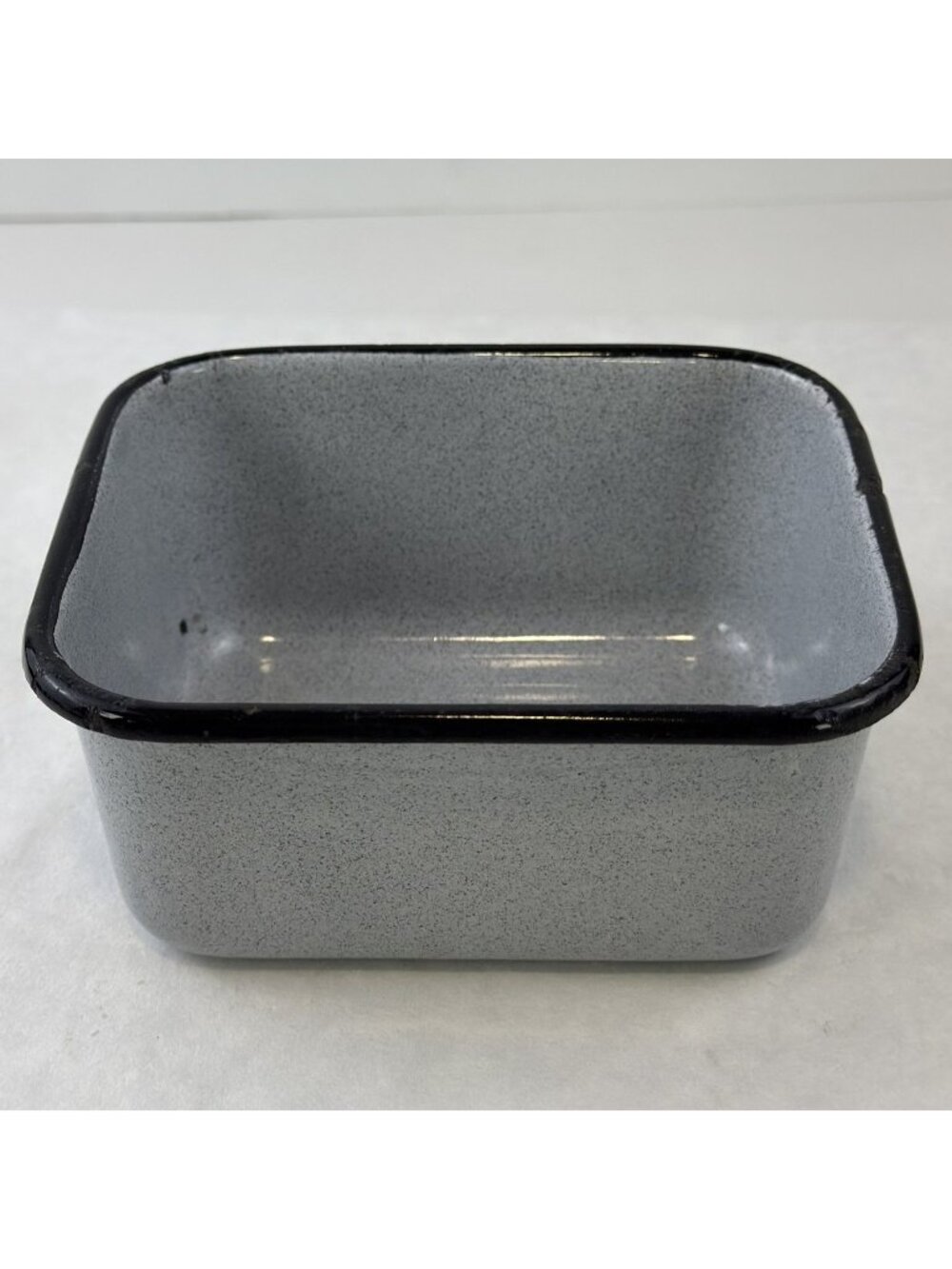 Vtg Gray Speckled Enamelware Mini Baking Dish 5.5"x3.5"x2.5" Rectangular Tray